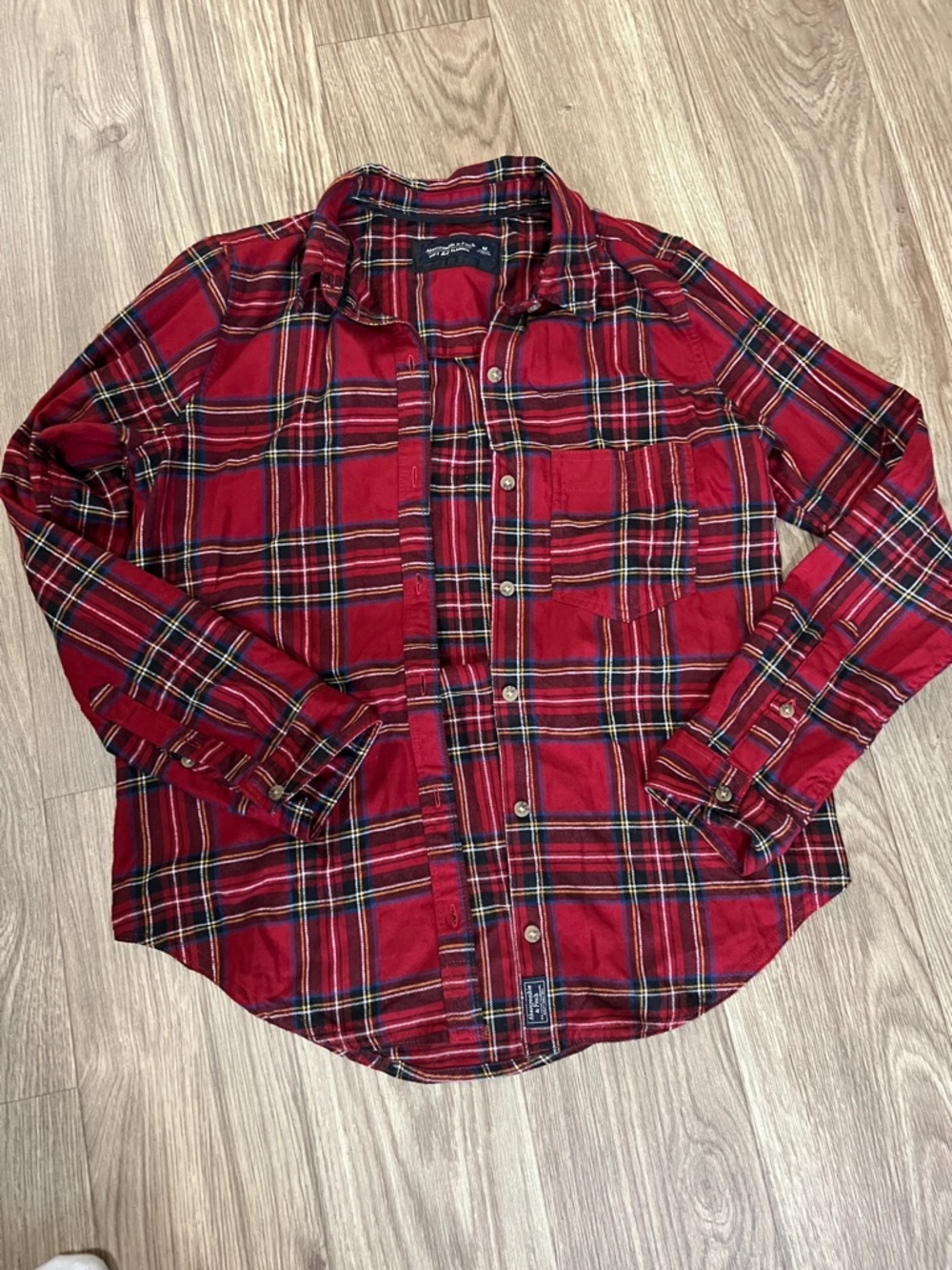 Abercrombie & Fitch Soft Flannel Button-Up Red
